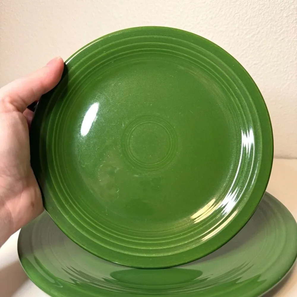 Vintage‎ Fiesta Forest Green 9” Plate & 7” Salad Plate FLAW